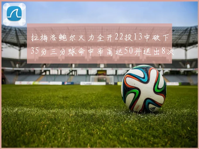 拉梅洛鲍尔火力全开22投13中砍下35分三分球命中率高达50并送出8次助攻